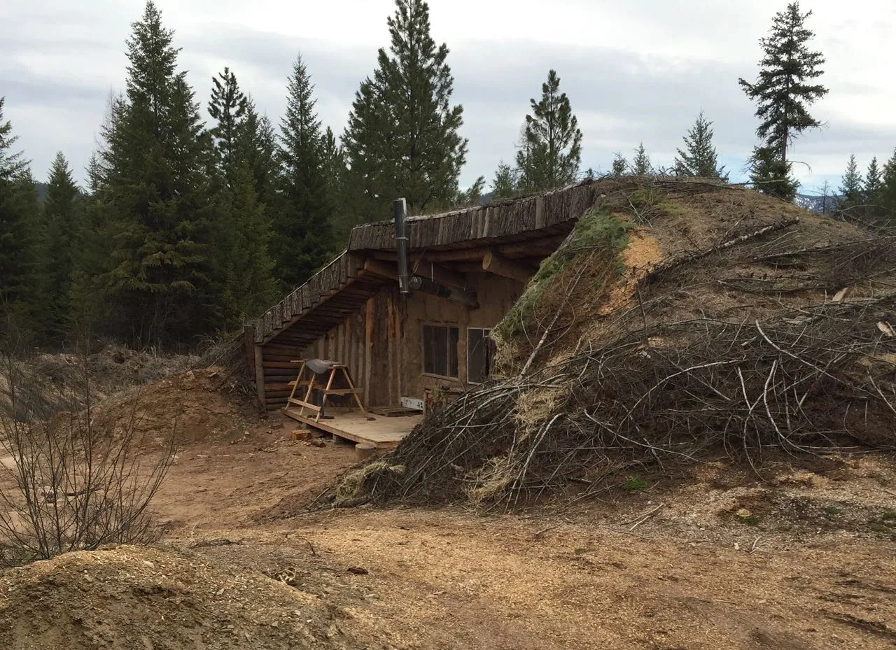 Underground log cabin in montana.