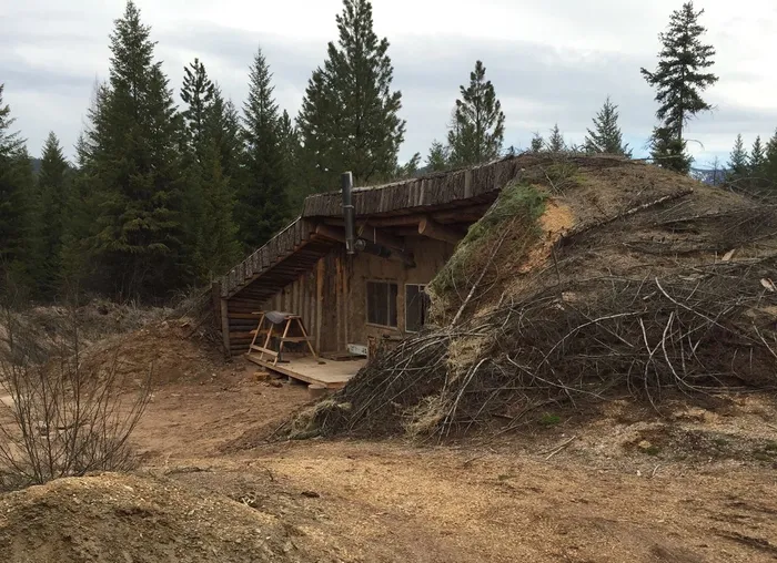 Underground log cabin in montana.