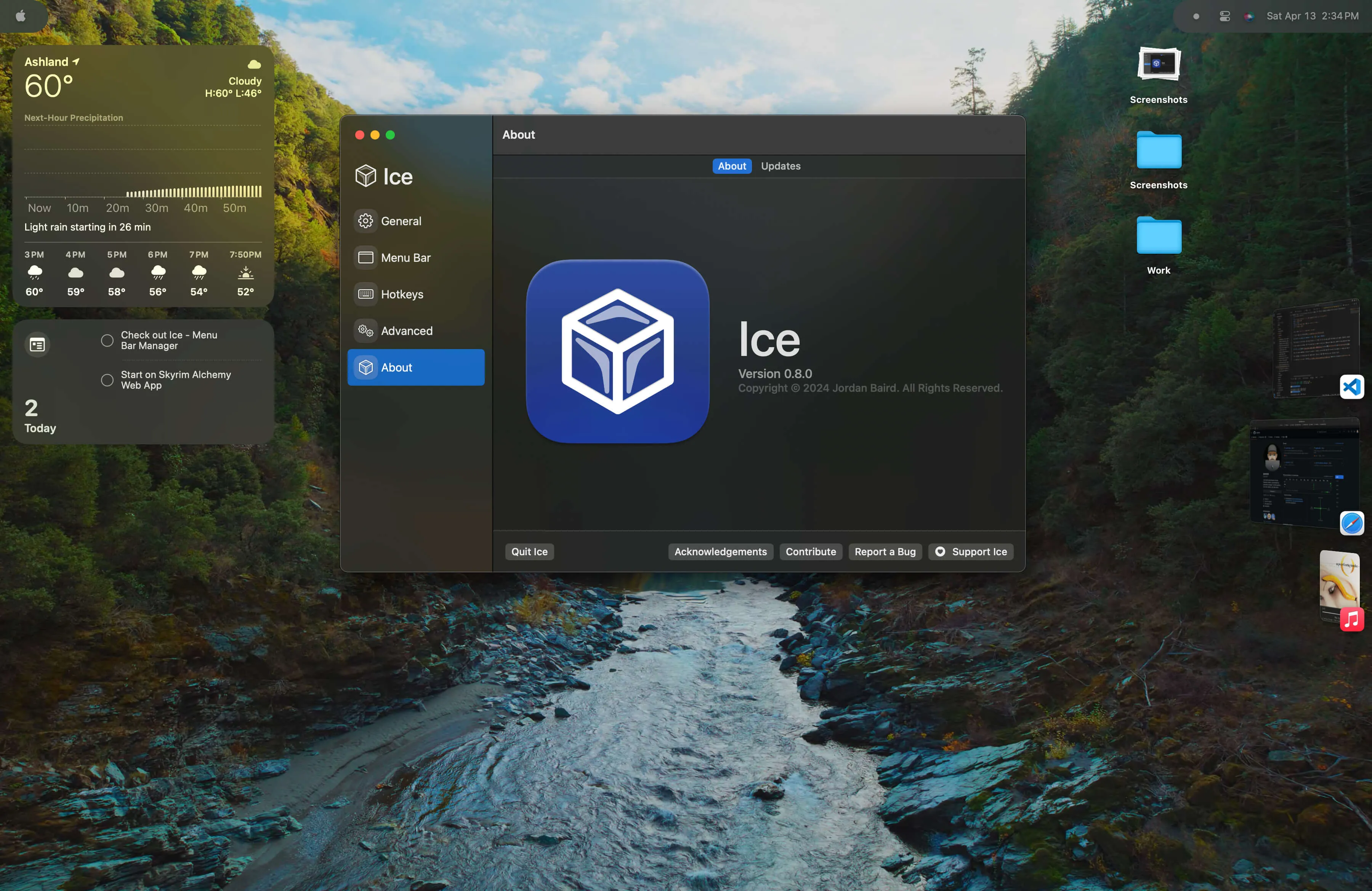 Ice MacOS Menu Bar Manaer Screenshot