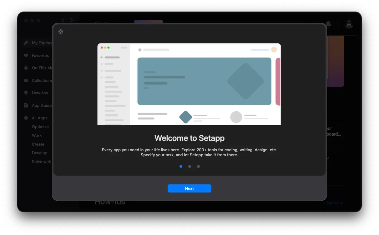 Setapp Welcome Screen